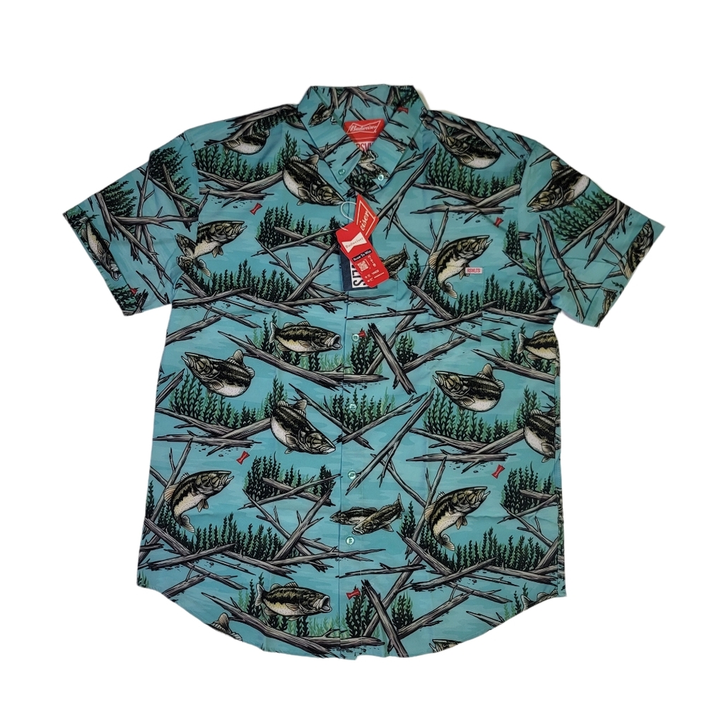 RSVLTS Budweiser Great Catch Short Sleeve Button Up Shirt XL